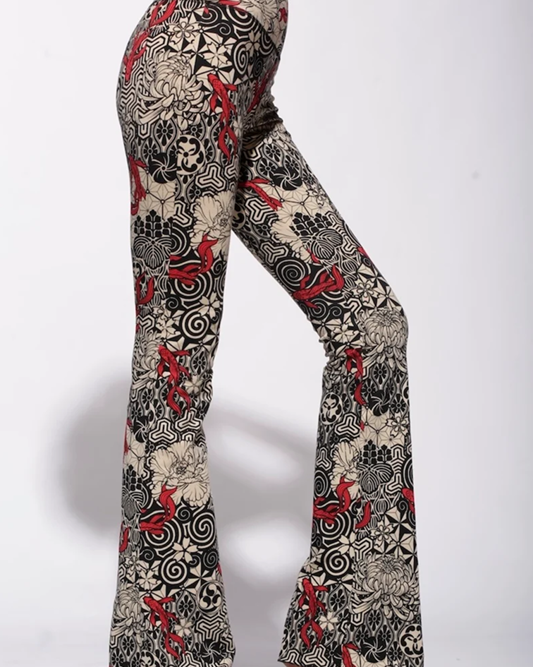Flares Bootleg Leggings Funky Simplicity Tribal eagle cream black Cotton lycra