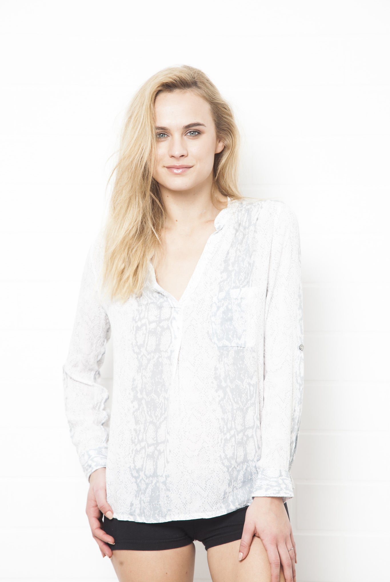 V-Neck Blouse Snake Top - FUNKY SIMPLICITY