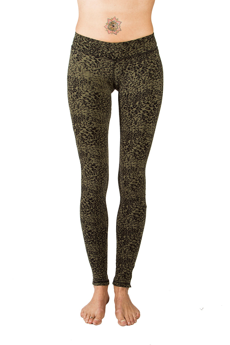 Leggings - armygreen black Leopard