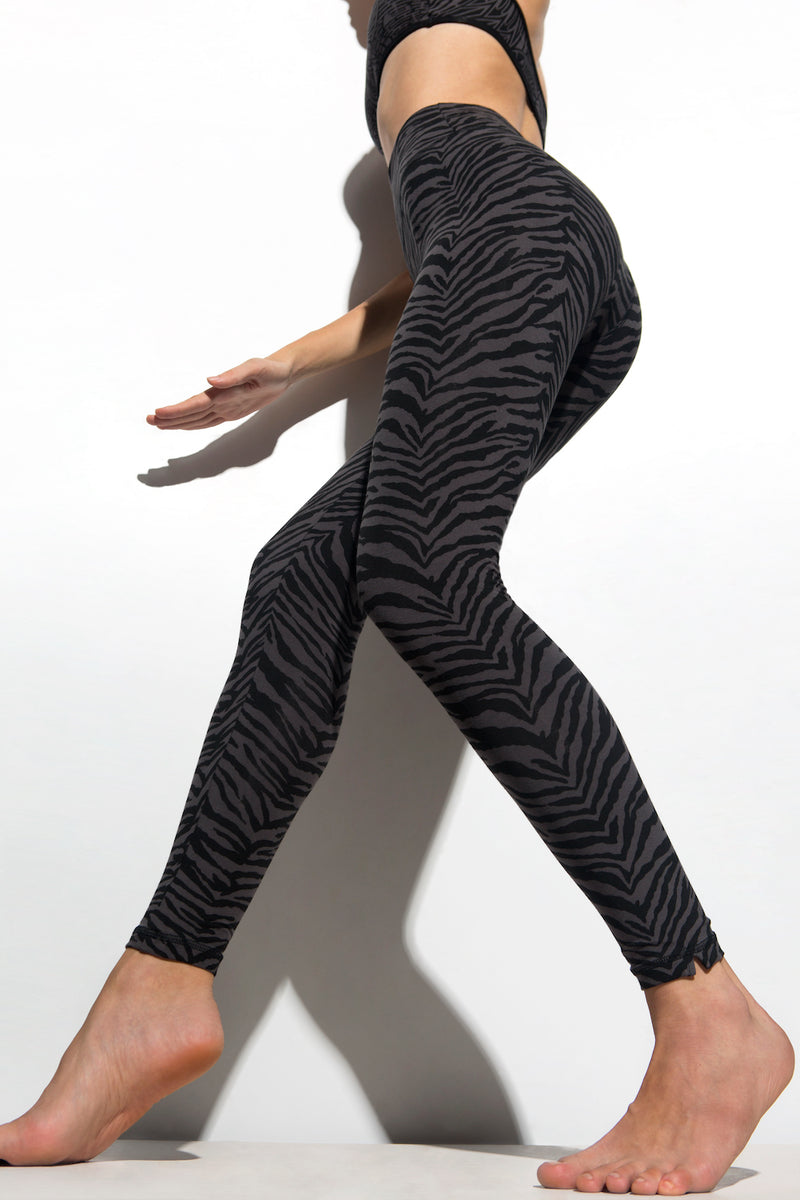 Zebra Leggings - Black Grey