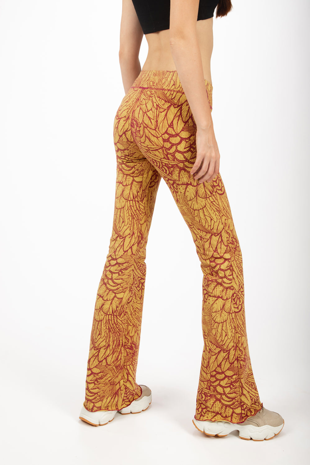 Flared Leggings - Feather Mustard Red