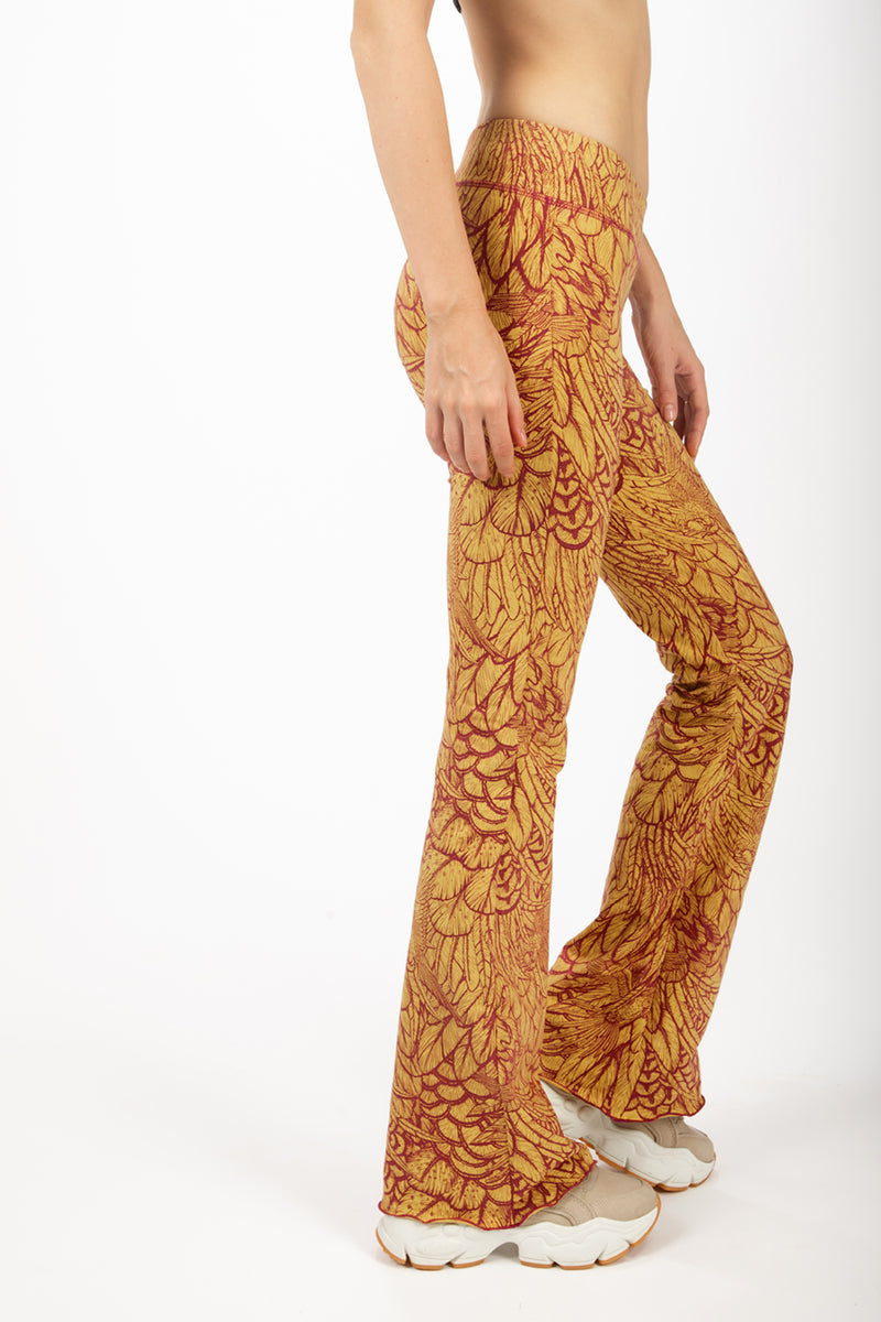 Flared Leggings - Feather Mustard Red
