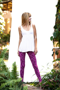 White tank-top funky simplicity butterfly leggings pink front side smile