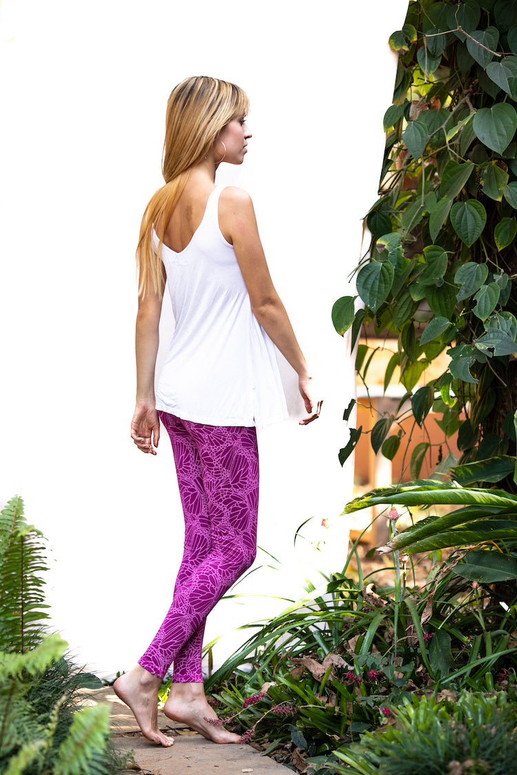 White tank-top funky simplicity butterfly leggings pink back
