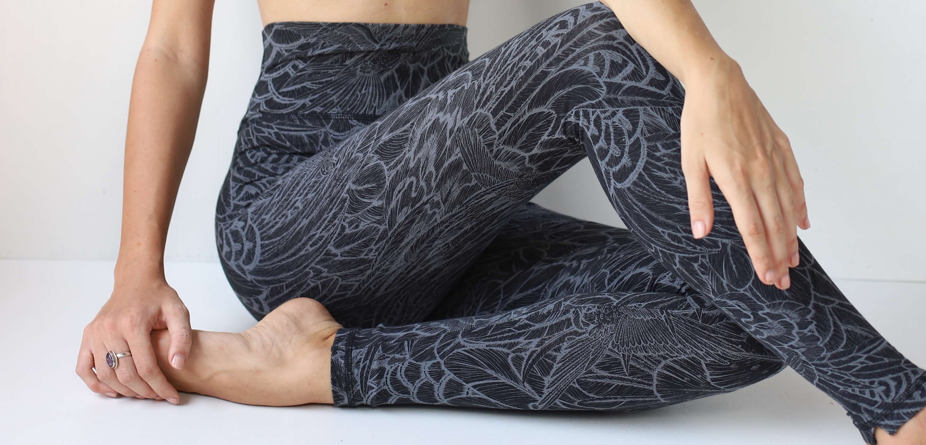 Feather print lycra Leggings Yoga tights