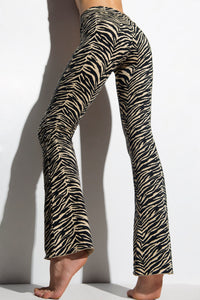 Flared Leggings - Zebra Cream Black