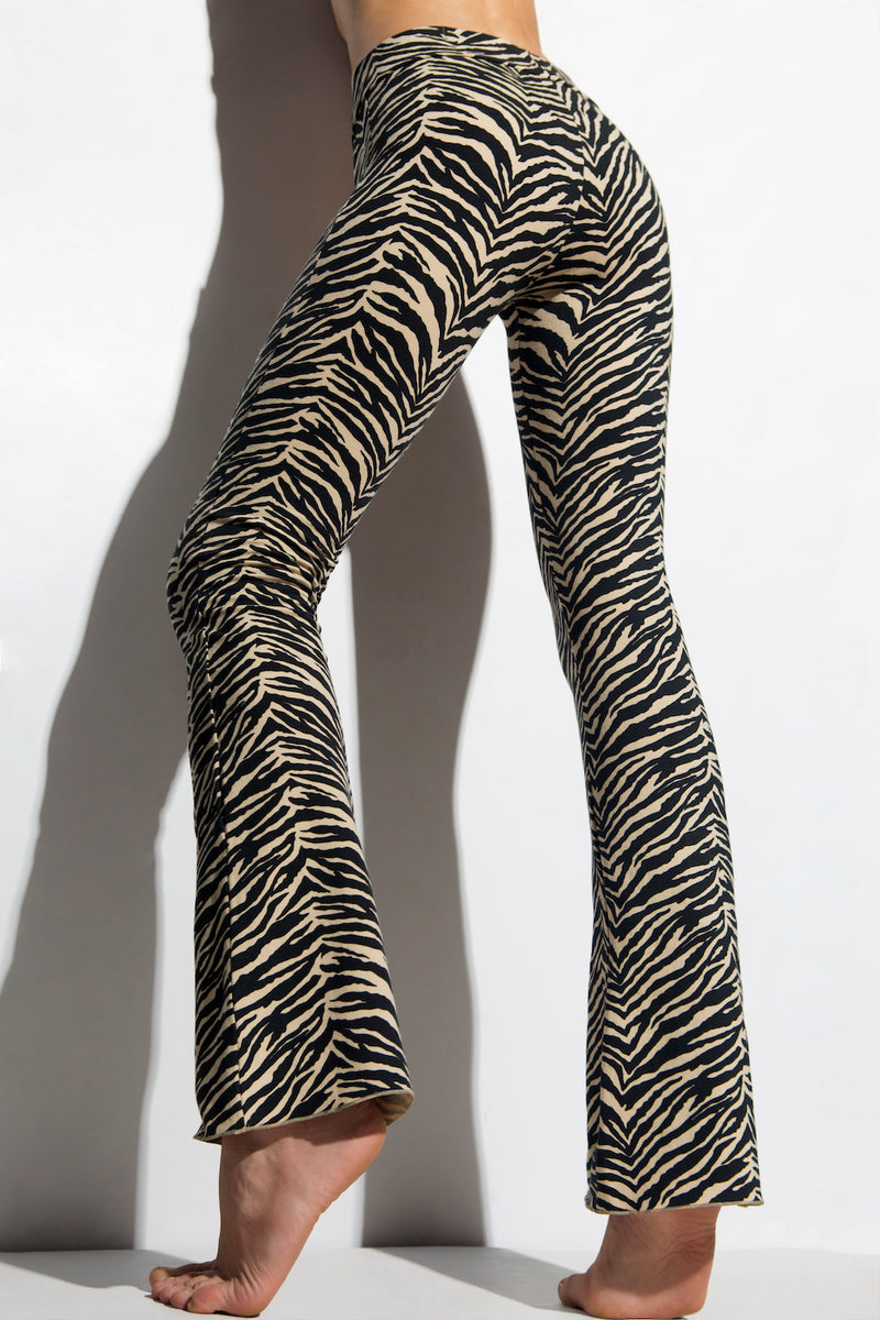Flared Leggings - Zebra Cream Black