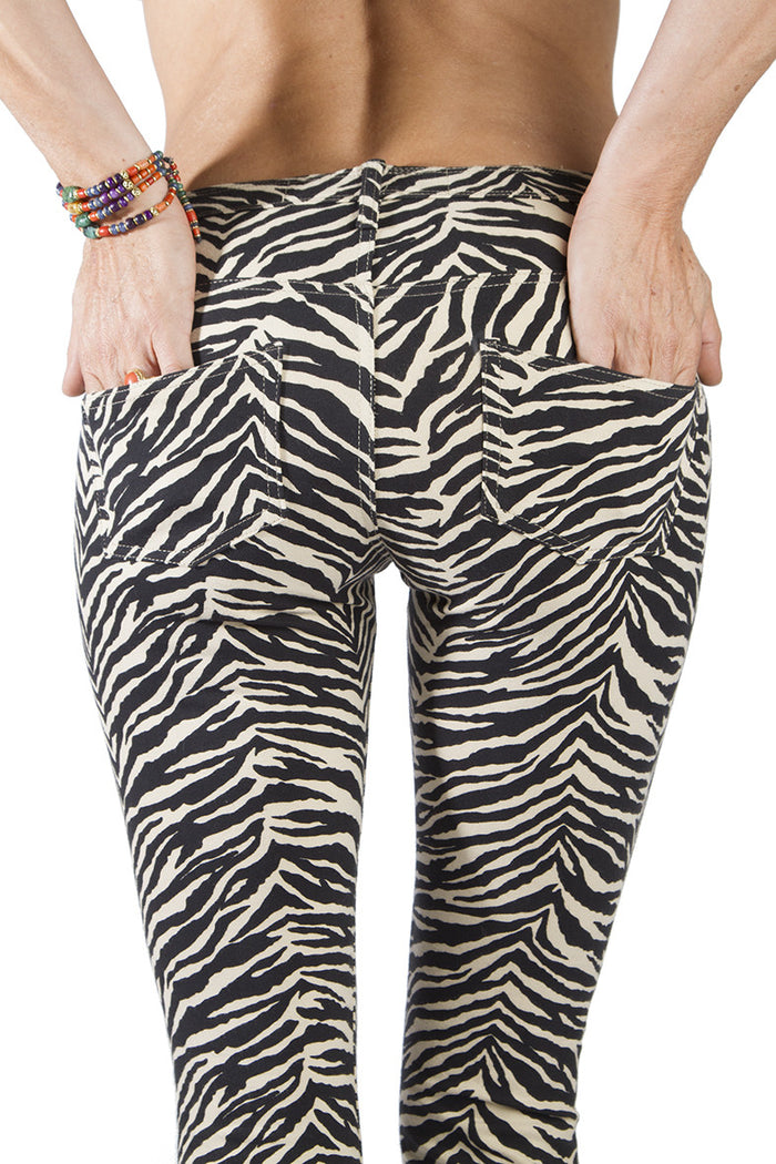 Lycra Jeans Flares - Zebra Cream Black - FUNKY SIMPLICITY