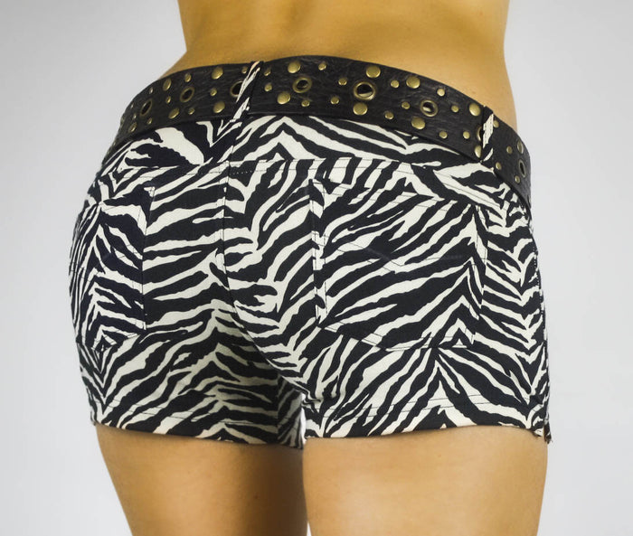 Jeans Jeggings Shorts - Cream Black Zebra