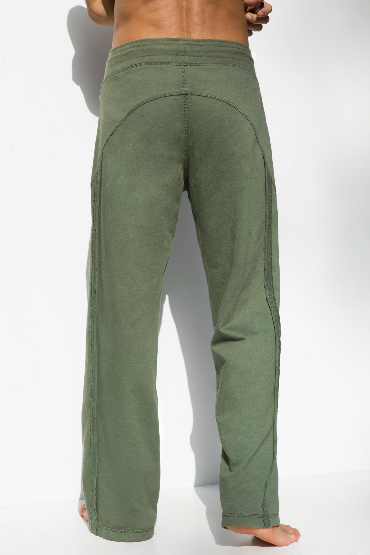 AYON Mens Cotton Yoga Pants Sage Green Natural Plant Dyed Pockets
