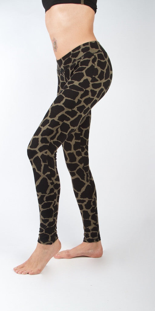Leggings Olivegreen Black Giraffe - FUNKY SIMPLICITY