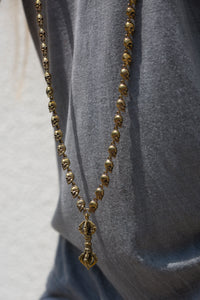 KALI MALA - Brass Skull Necklace - Hand-made 108 beads - Tibetan