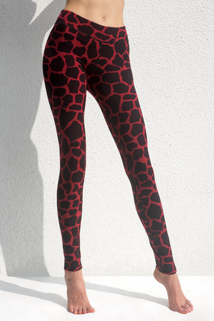 Leggings Red Black Giraffe