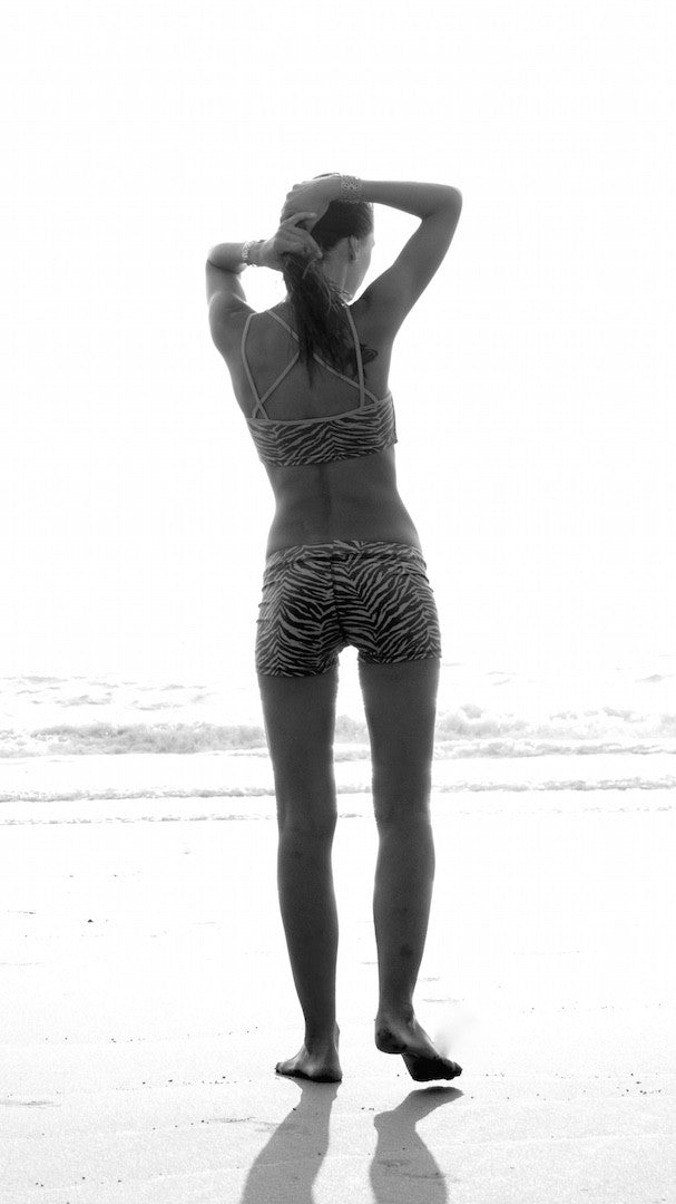 Yoga Hotpants - Grey Zebra - Beach Shorts - FUNKY SIMPLICITY