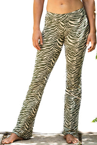 Flared leggings - Zebra Cream Olive Green